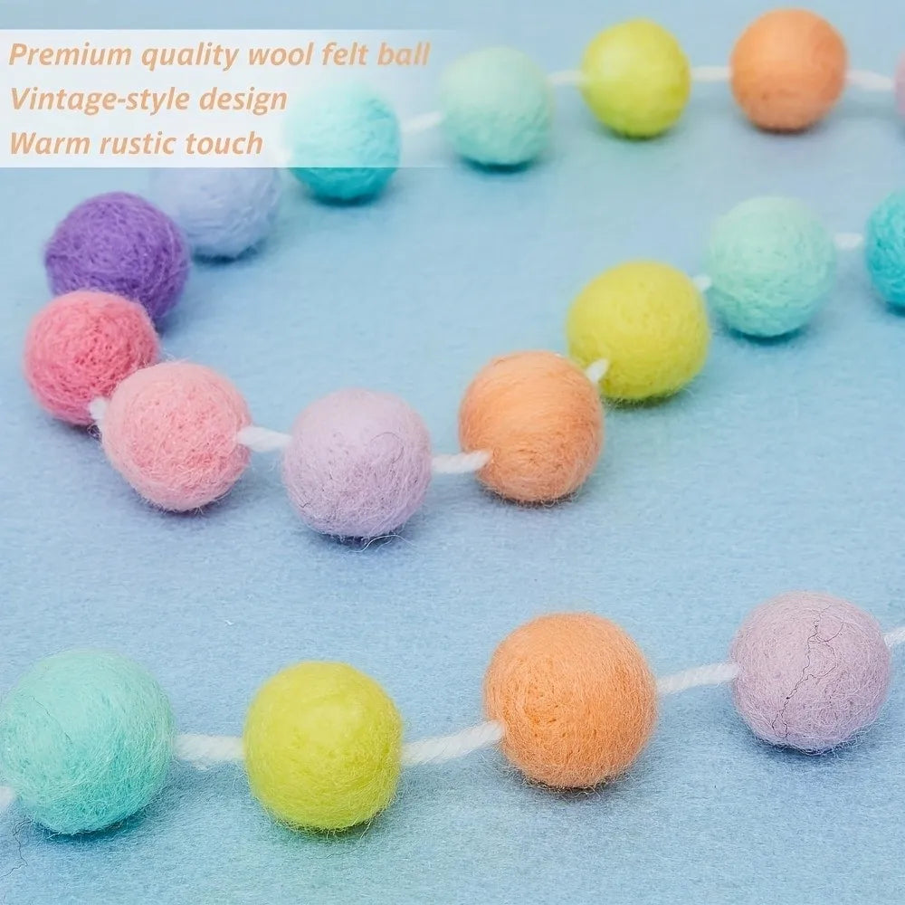 200cm Felt Ball Garland 24 Colorful Pompom Balls Party Décor Party Garland Decoration Nixie