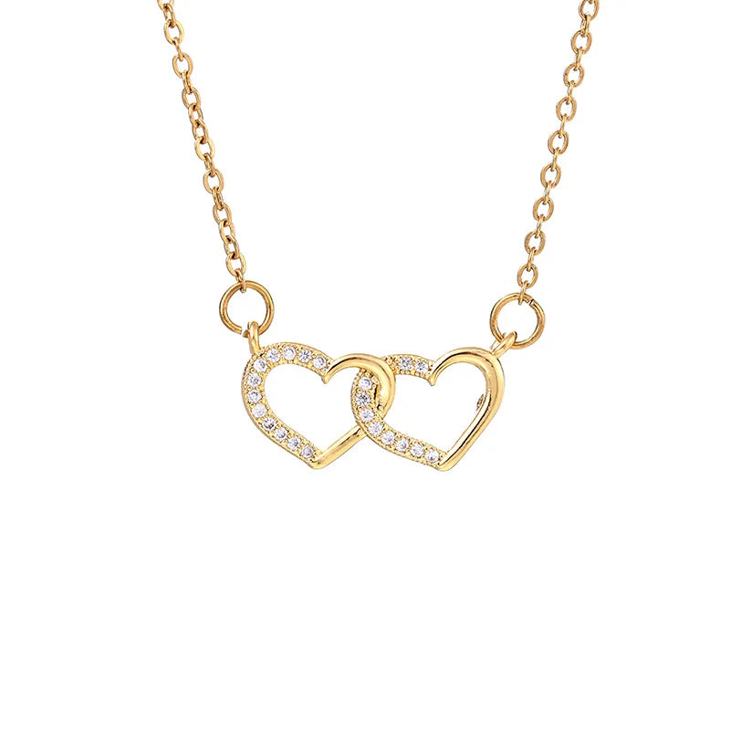 Women's Gold Heart Pendant Necklace | Cubic Zirconia Pendant Necklace Nixie