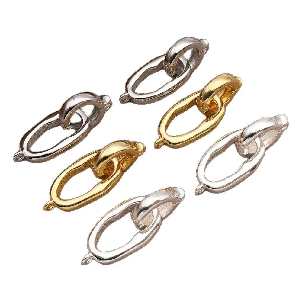 3pcs Gold & Silver Plated Copper Oval Jewelry Connector Clasps Jewelry Clasp Findings Nixie