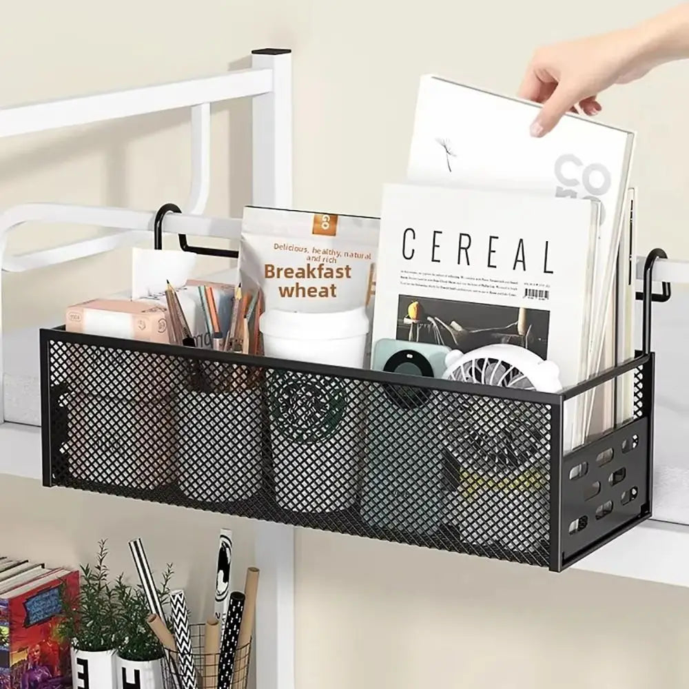 Punch-Free Bedside Hanging Basket – Bed Storage Shelf Rack Bedside Storage Shelf Nixie