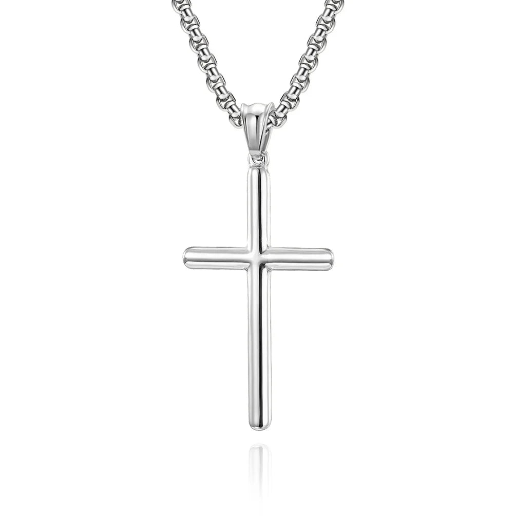 Cross Pendant Choker Necklace | Unisex Stainless Steel Gift Pendant Necklace Nixie White