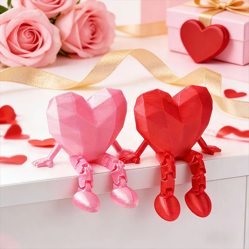 Jointed Miniature Heart Figurine – Valentine's Day Décor Gift Decorative Figurine Nixie