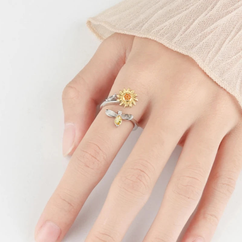 14K Gold Plated Rotatable Zirconia Ring – Women's Fashion Fashion Ring Nixie