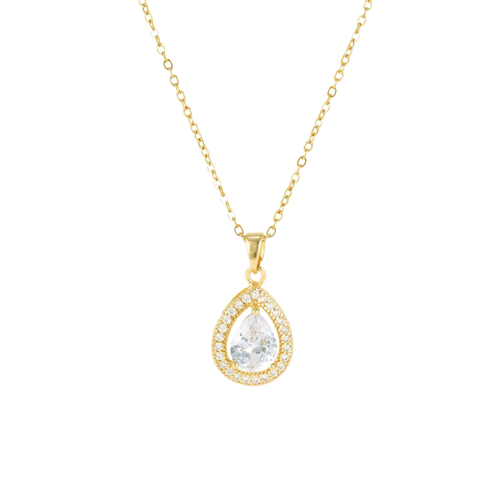 Waterdrop Zircon Pendant Choker Necklace – Gold | Nixie Pendant Necklace Nixie