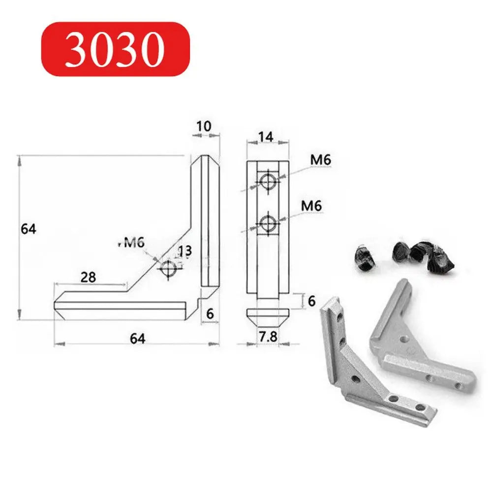 Aluminum Profile Angle Slot Connector L Bracket 2020 3030 4040 Profile Corner Bracket Nixie