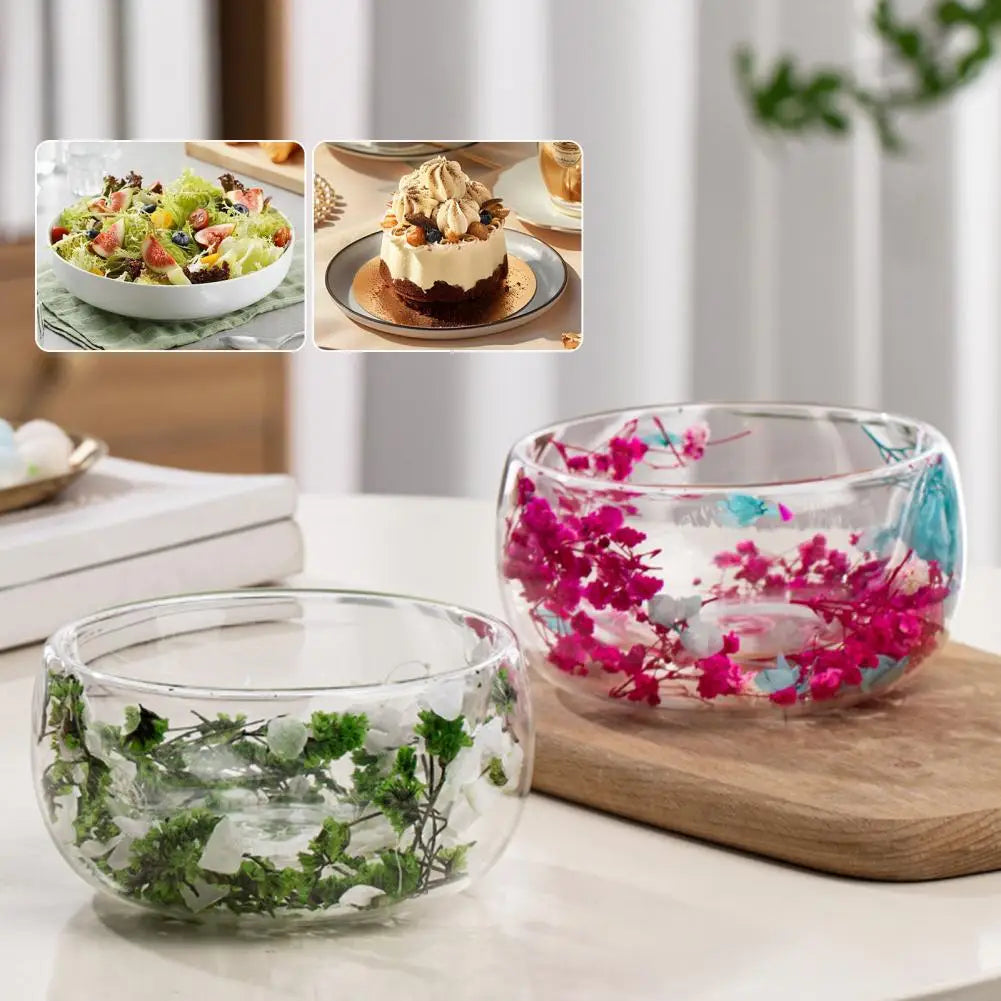 300ml Double-Walled Borosilicate Glass Bowl – Dried Flowers Decorative Glass Bowl Nixie