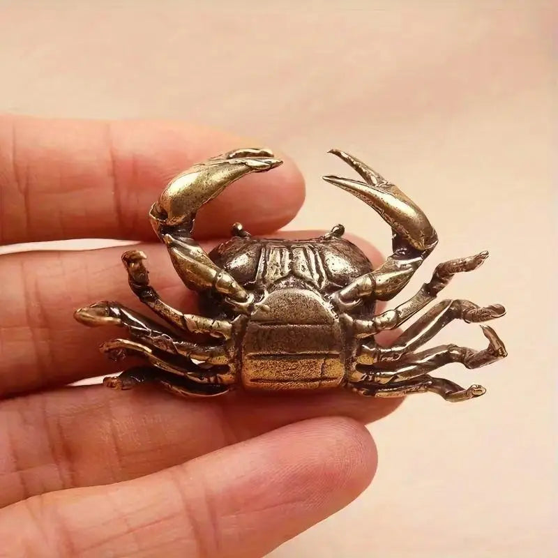 Brass Crab Figurine Antique Tea Pet Desktop Ornament | Handcrafted Decorative Figurine Nixie