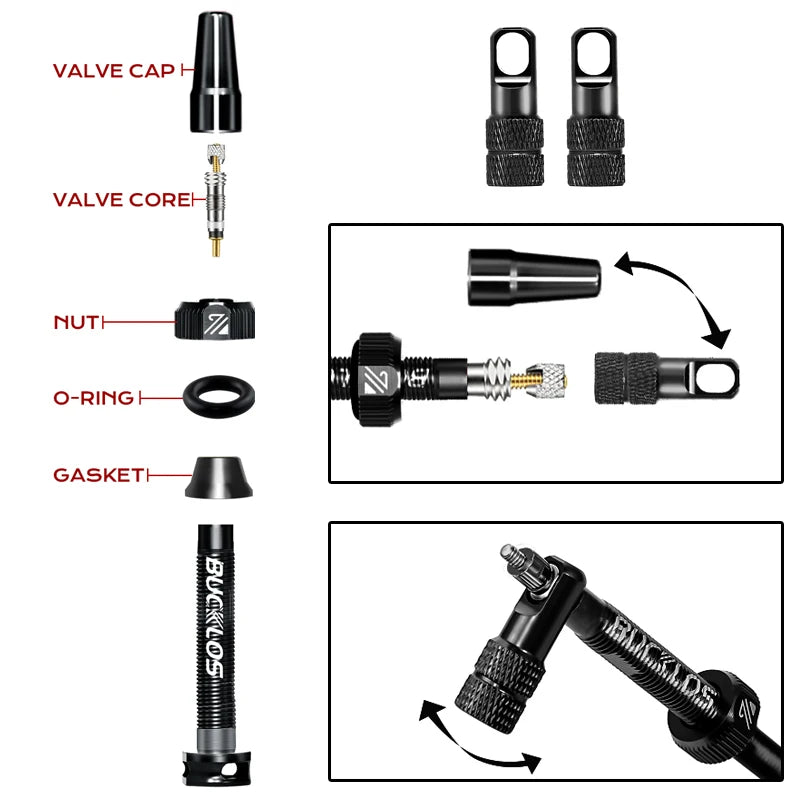 BUCKLOS Tubeless Presta Valve Stems CNC Aluminum MTB Road Bike Tubeless Valve Stems Nixie