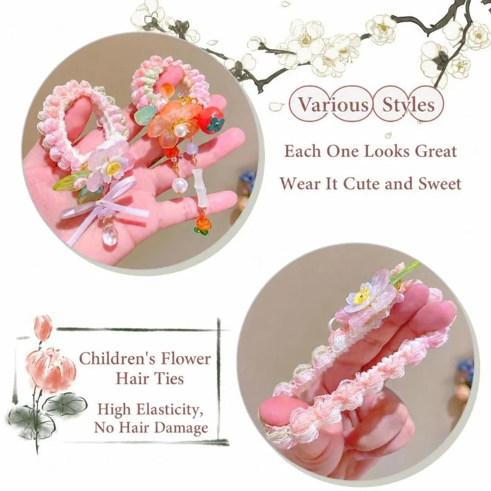 Chinese Style Flower Hair Tie Elastic Bun Rope Girls' Hair Accessory