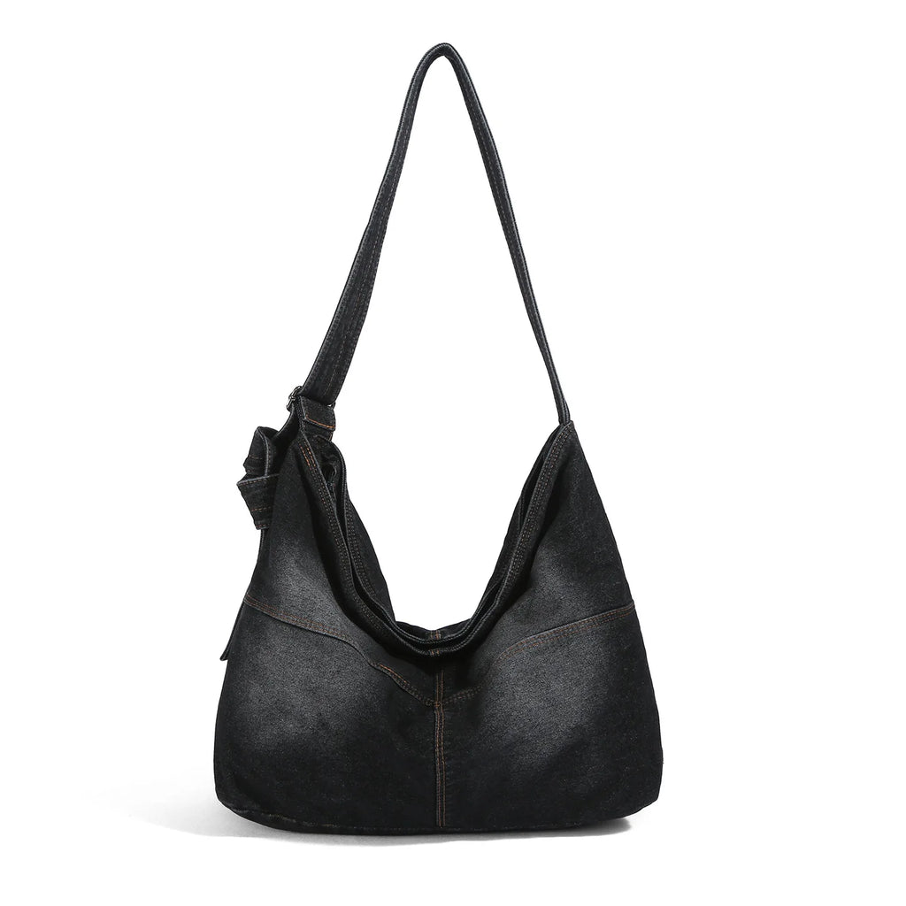 Nixie Japanese Denim Crossbody Bag – Large Capacity Casual Denim Crossbody Bag Nixie Black