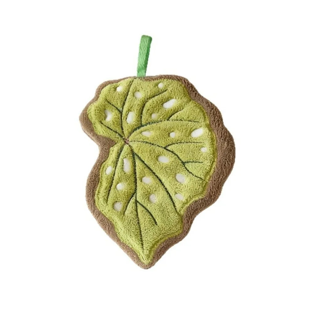 Cartoon Leaf Coral Velvet Hand Towel – Kitchen & Bathroom Coral Velvet Hand Towel Nixie