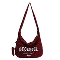 Korean Canvas Crossbody Tote Bag – Large Capacity for Women Canvas Crossbody Tote Nixie Red Wine