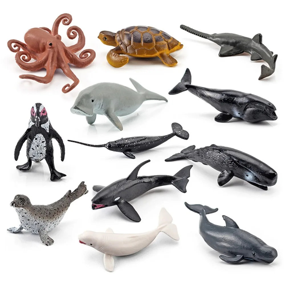12PCS Miniature Ocean Animal Figurines – Sea Creature Models Animal Figurine Set Nixie marine animals