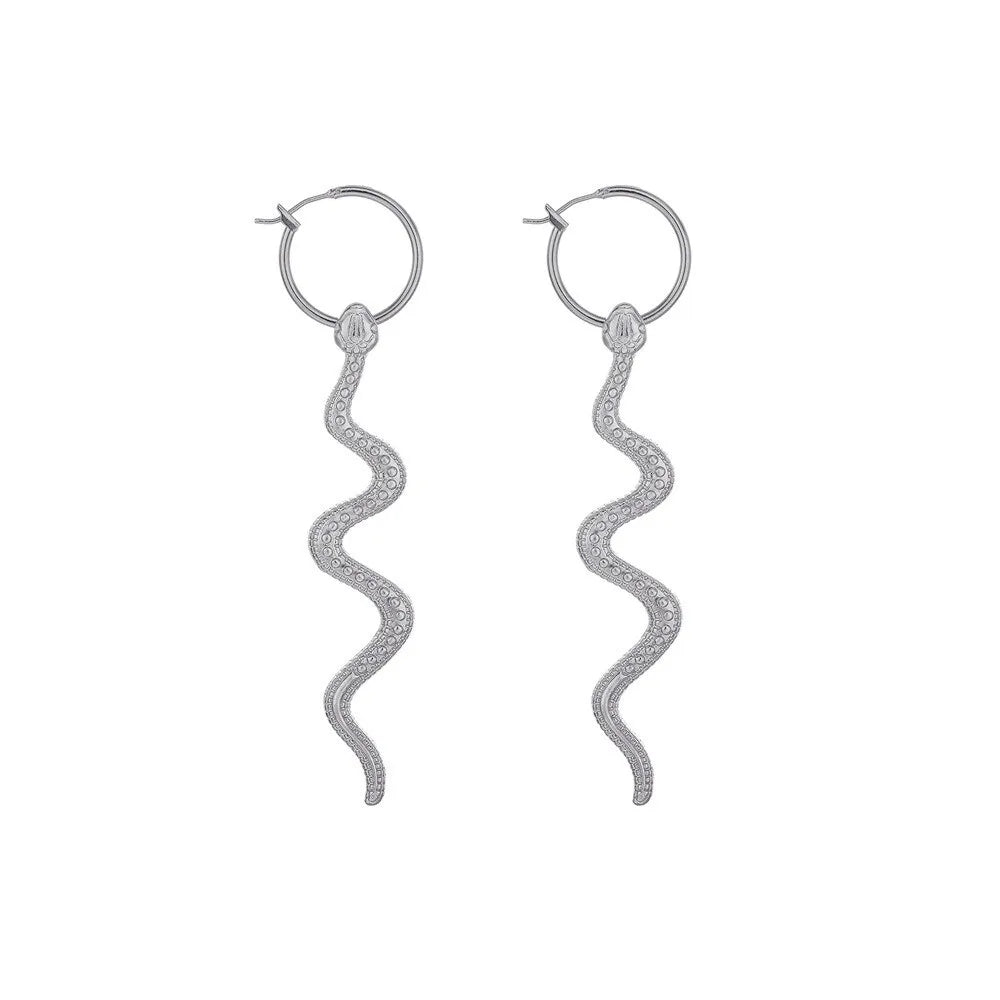 Vintage Snake Dangle Drop Earrings – Zinc Alloy Animal Style Drop Earrings Nixie silver