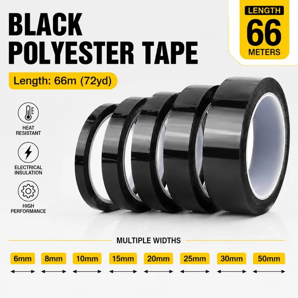 Black Marking Tape 66M Roll – 3/5/8/10mm No-Residue Coding Marking Tape Nixie