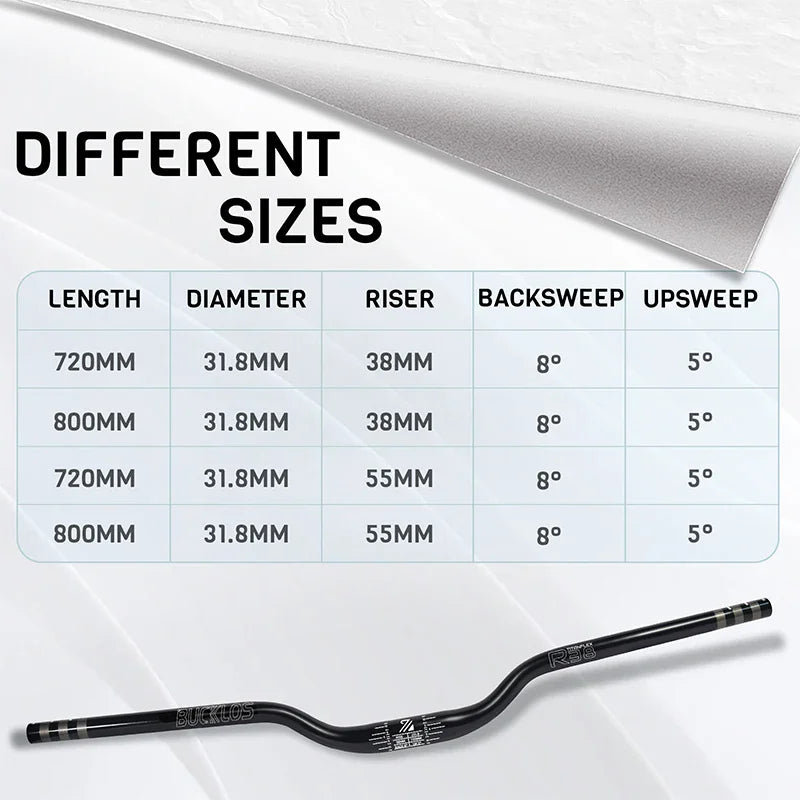 BUCKLOS MTB Handlebar 7075 Aluminum 720mm/800mm Riser Bar MTB Riser Handlebar Nixie