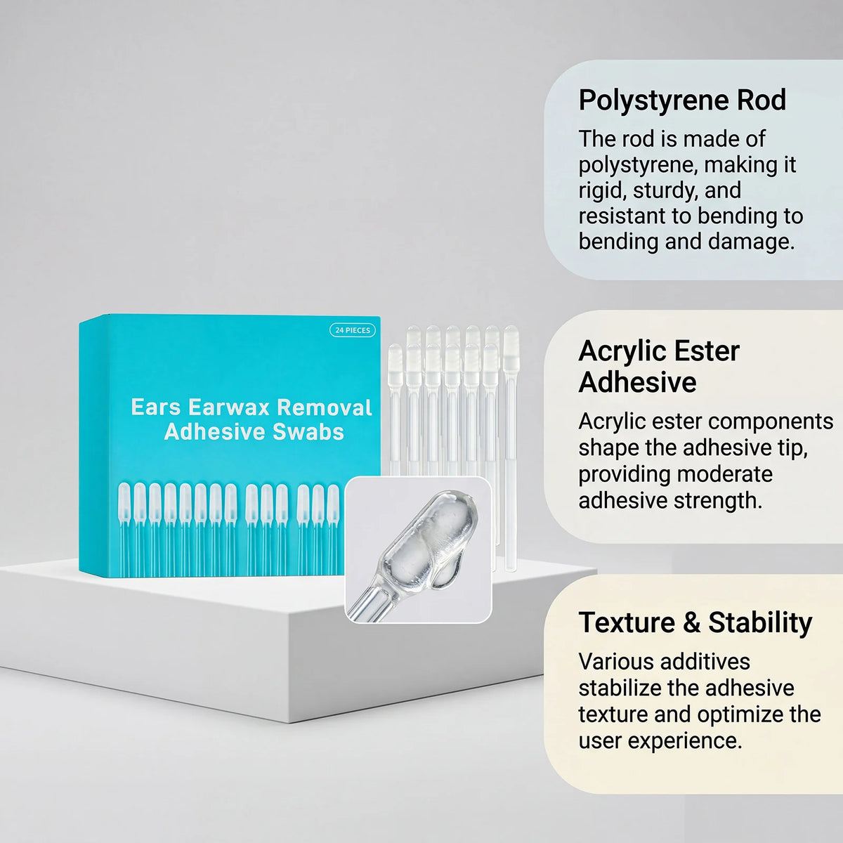 24 Pcs Sticky Ear Wax Removal Swabs – Disposable Ear Cleaner Ear Care Swabs Nixie