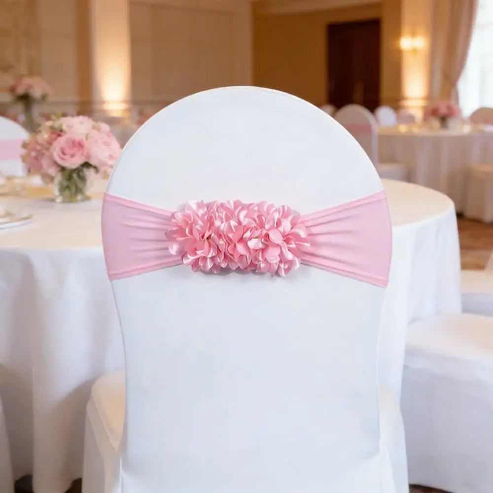 Gauze Flower Knot Wedding Chair Cover Sash – Satin Slipcover Chair Cover Sash Nixie