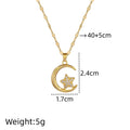Star Moon Pendant Necklace | Gold Stainless Steel Choker Pendant Necklace Nixie XL2606-800