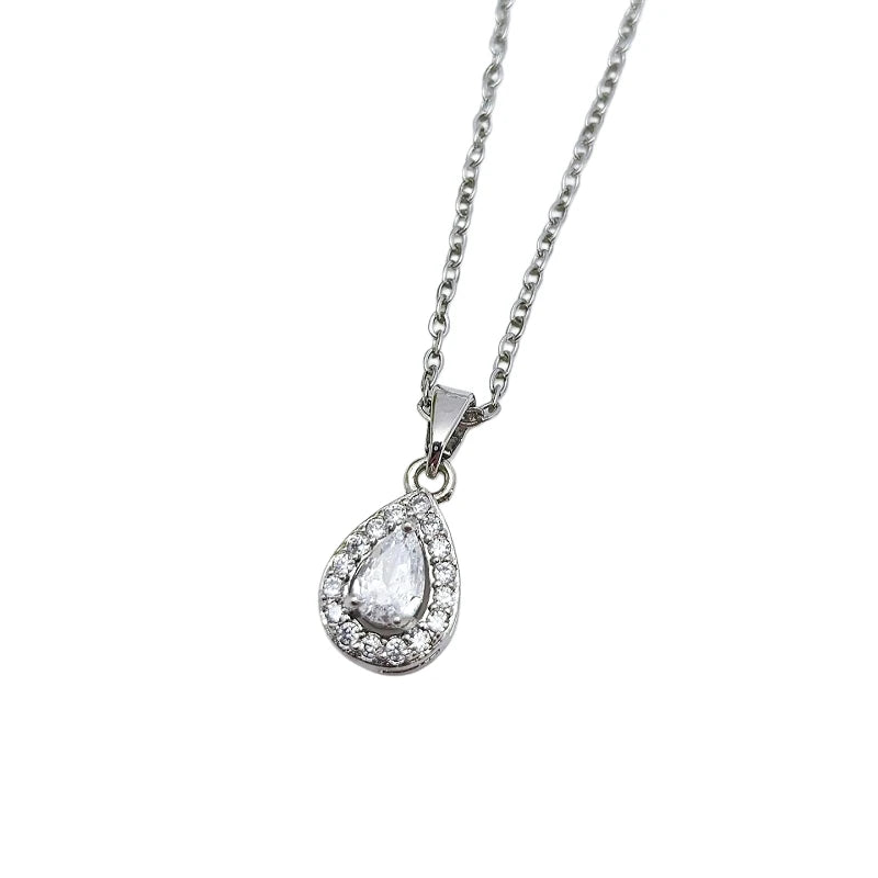 Waterdrop Pendant Necklace | Stainless Steel Clavicle Chain Pendant Necklace Nixie