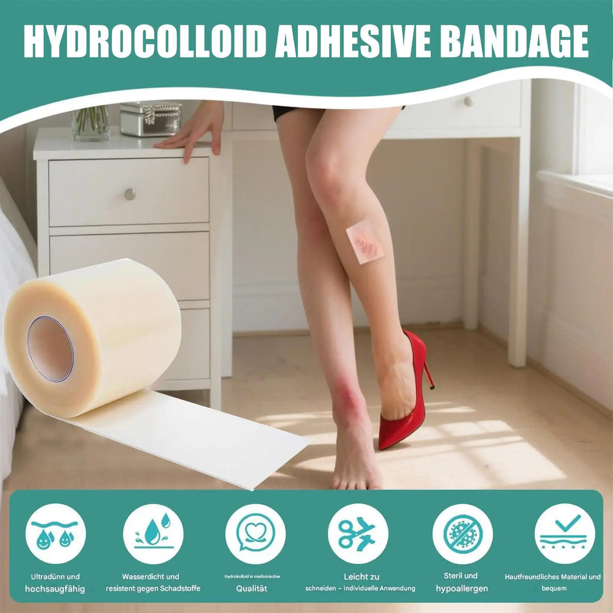 Hydrocolloid Roll Bandage – Waterproof Self-Adhesive Wound Care