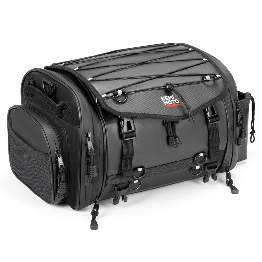 KEMITOUR Expandable Motorcycle Tail Bag – Waterproof PVC Pannier Motorcycle Tail Bag Nixie 24-32L