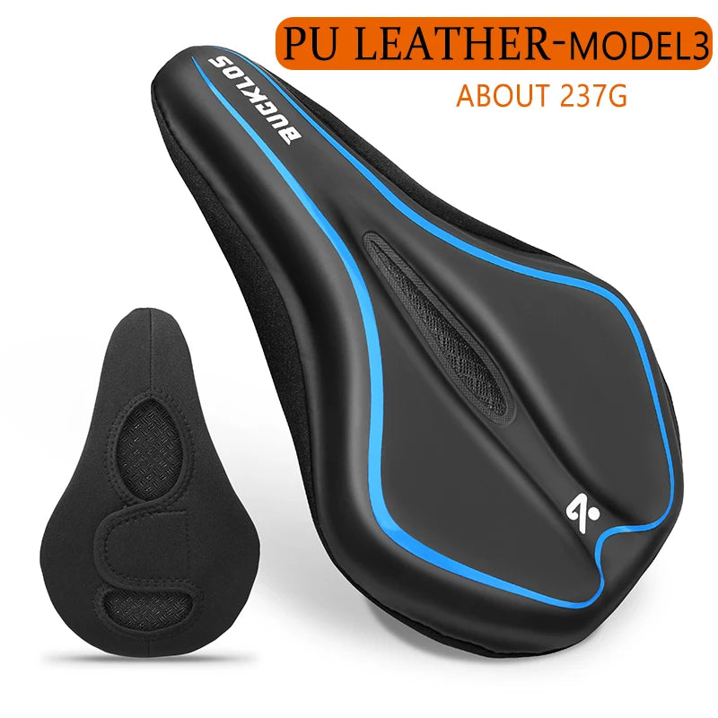 BUCKLOS Bike Seat Cover – PU Leather Silicone Saddle Cushion Bike Seat Cover Nixie SC500-BLUE