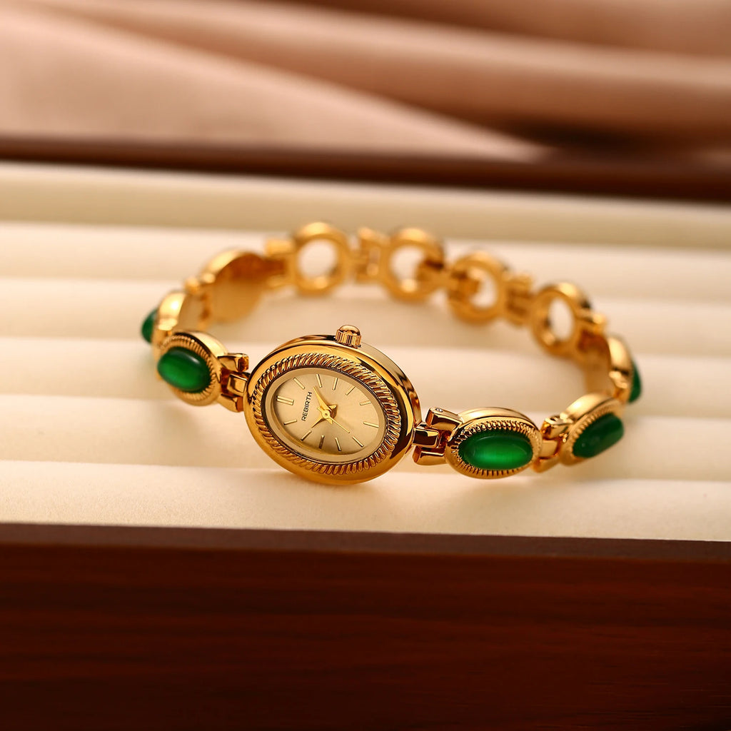 REBIRTH Oval Dial Retro Bracelet Watch for Women | Light Luxury Women's Bracelet Watch Nixie