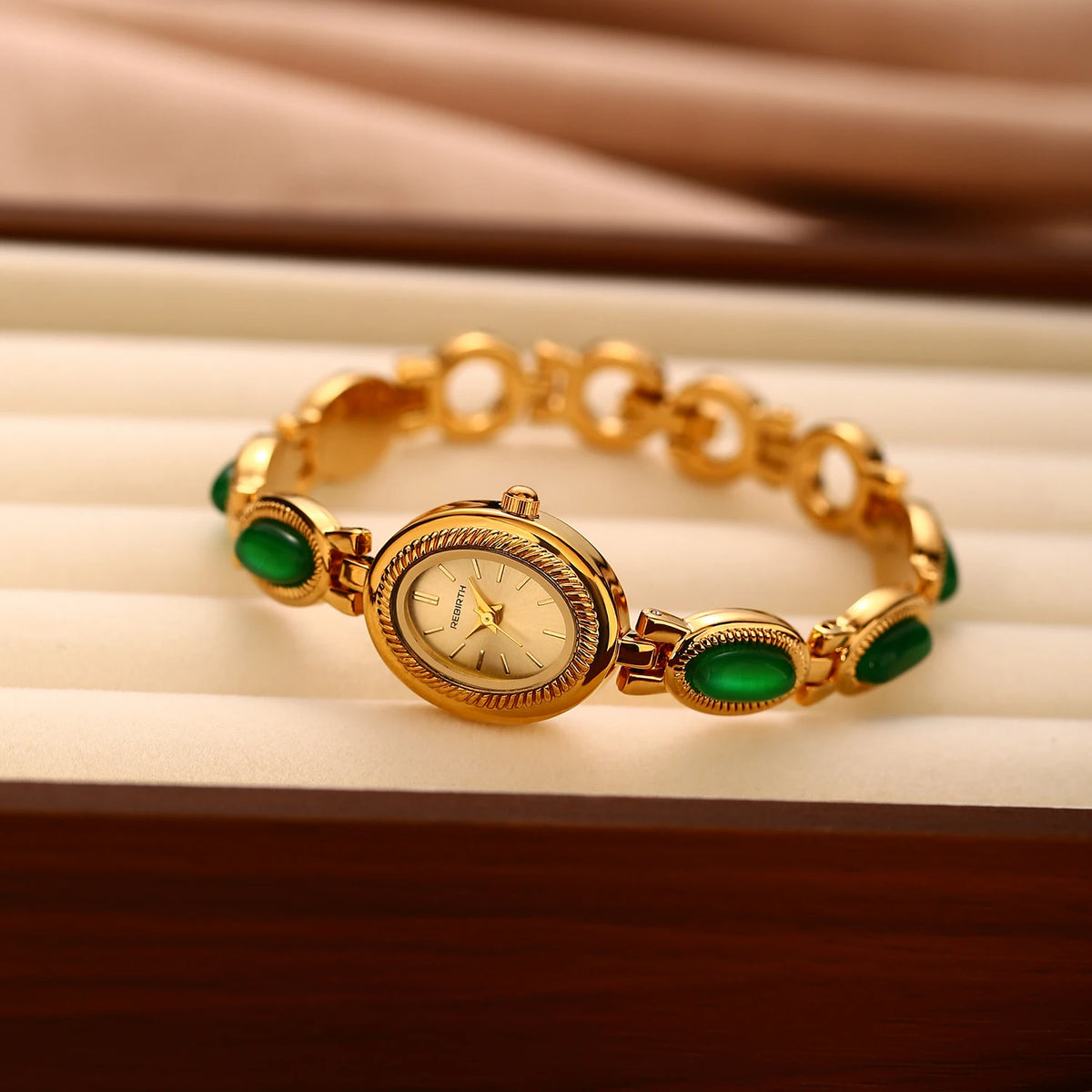 REBIRTH Oval Dial Retro Bracelet Watch for Women | Light Luxury Women's Bracelet Watch Nixie