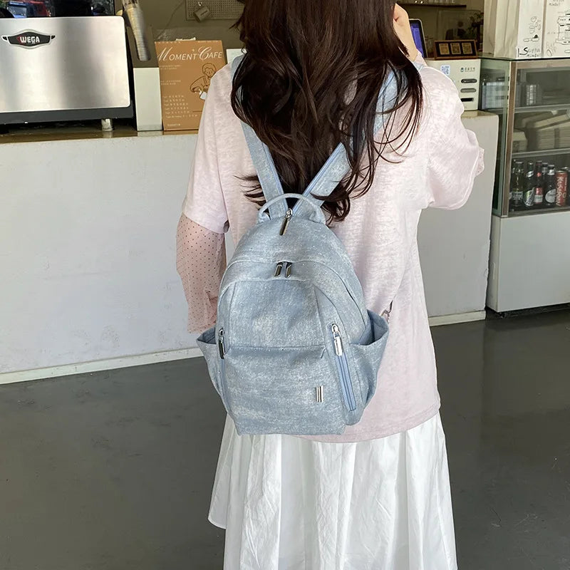 Women's Casual Denim Backpack – Lightweight College Commuter Bag Denim Backpack Nixie