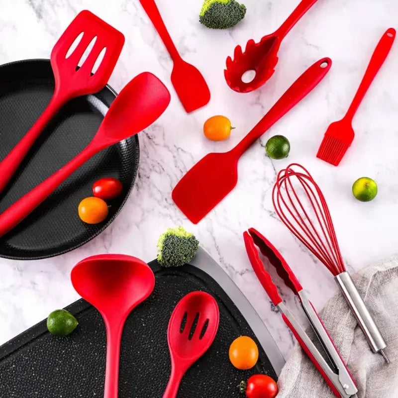 10-Piece Silicone Kitchen Utensils Set – Non-Stick Cooking Tools Kitchen Utensil Set Nixie