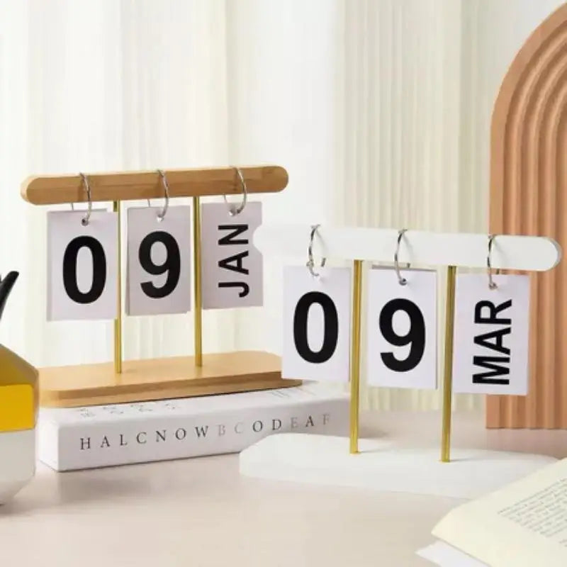 Flip Perpetual Desk Calendar – Minimalist ABS Desktop Ornament Perpetual Desk Calendar Nixie