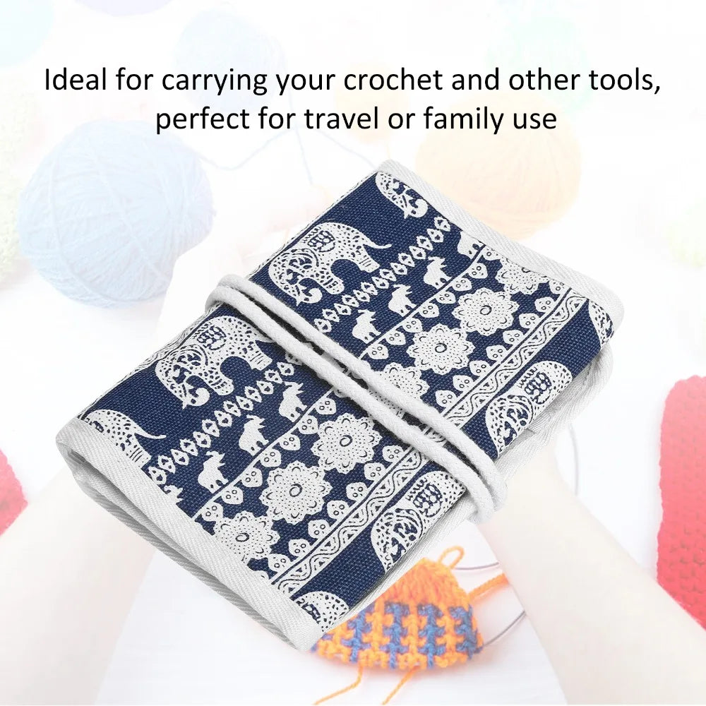 Roll-Up Knitting Needle Case & Crochet Hook Organizer Bag