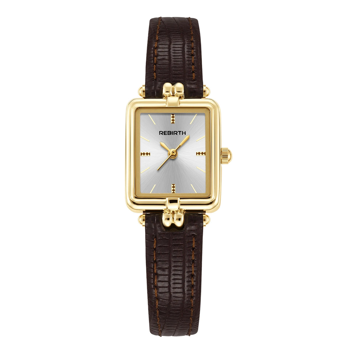 REBIRTH Roman Scale Quartz Watch | Leather Band Minimalist Quartz Wrist Watch Nixie Brown