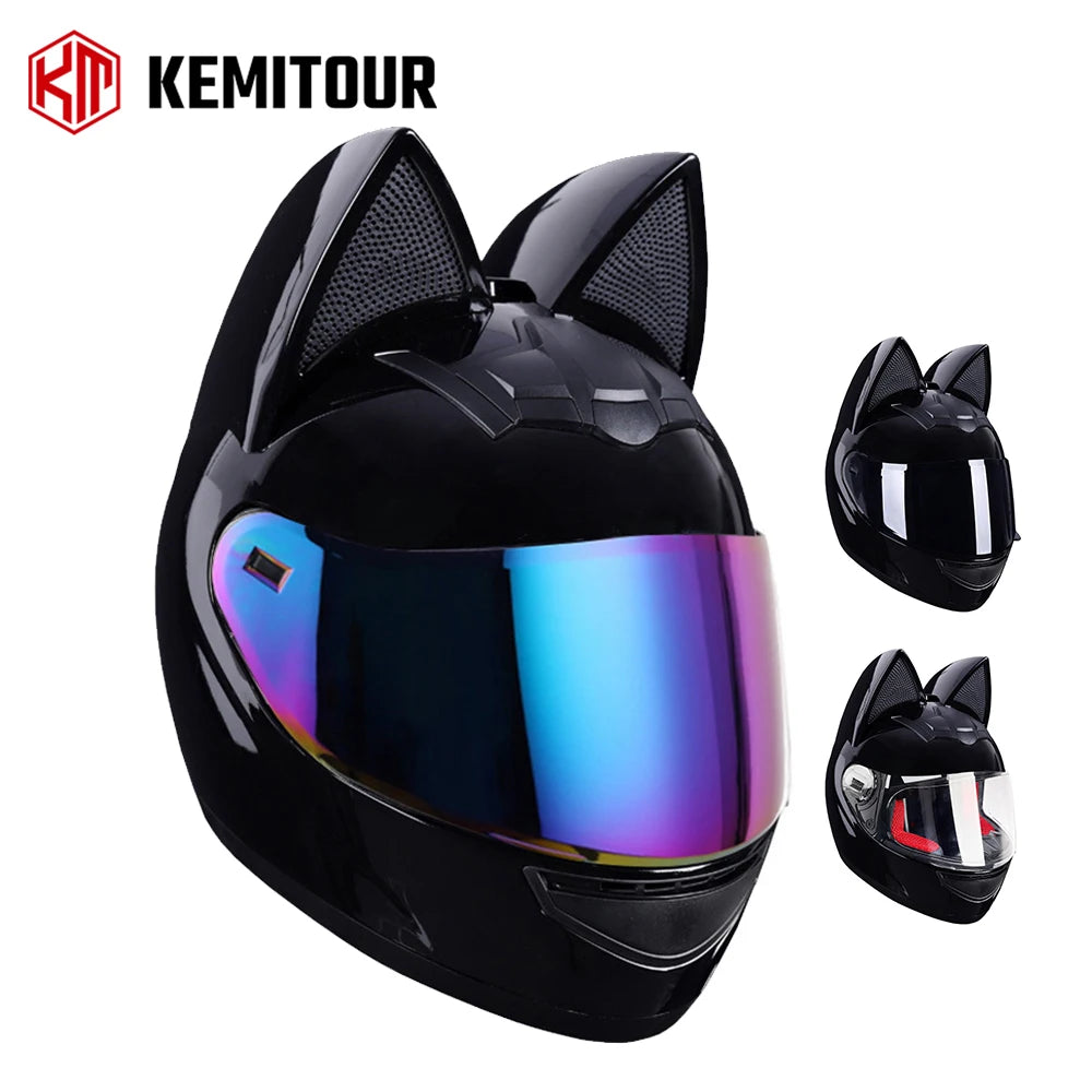 Cat Ear Full Face Motorcycle Helmet DOT Certified | Unisex Motorcycle Helmet Nixie