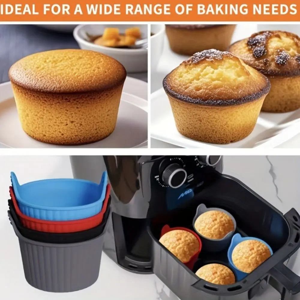 6-Piece Nonstick Silicone Cake Molds – Food Grade Baking Cup Set Silicone Baking Molds Nixie