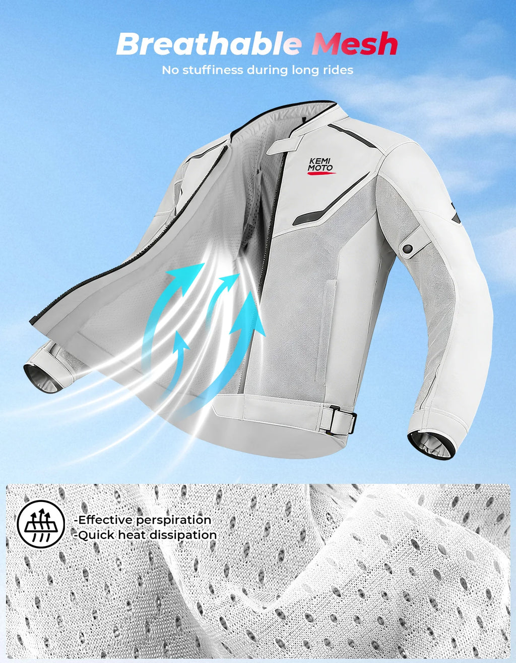 KEMIMOTO Men's Mesh Motorcycle Jacket CE Armor Breathable Motorcycle Jacket Nixie