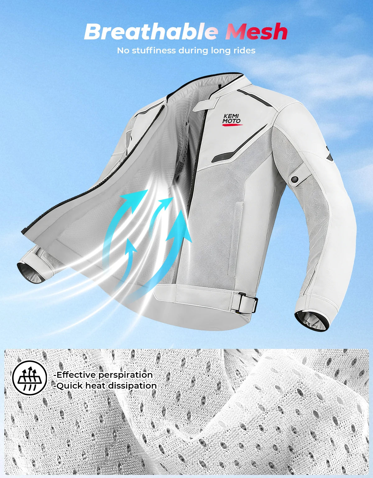 KEMIMOTO Men's Mesh Motorcycle Jacket CE Armor Breathable Motorcycle Jacket Nixie