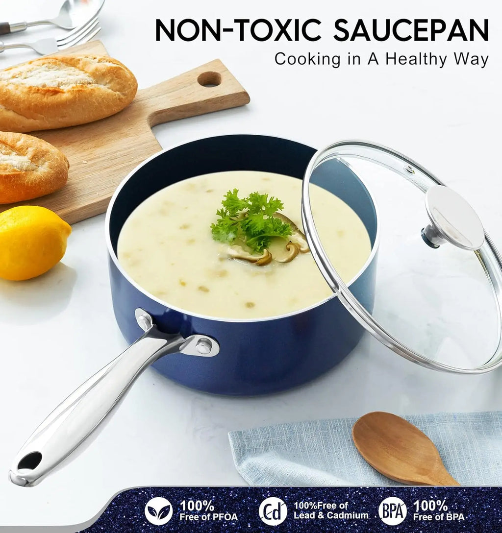 MICHELANGELO Ceramic Nonstick Frying Pan with Glass Lid Ceramic Nonstick Pan Nixie