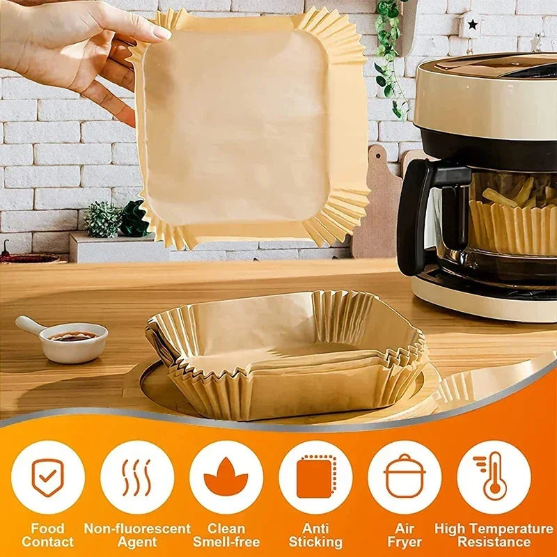 100/200Pcs Disposable Square Air Fryer Liners Non-Stick Baking Paper Air Fryer Liner Nixie