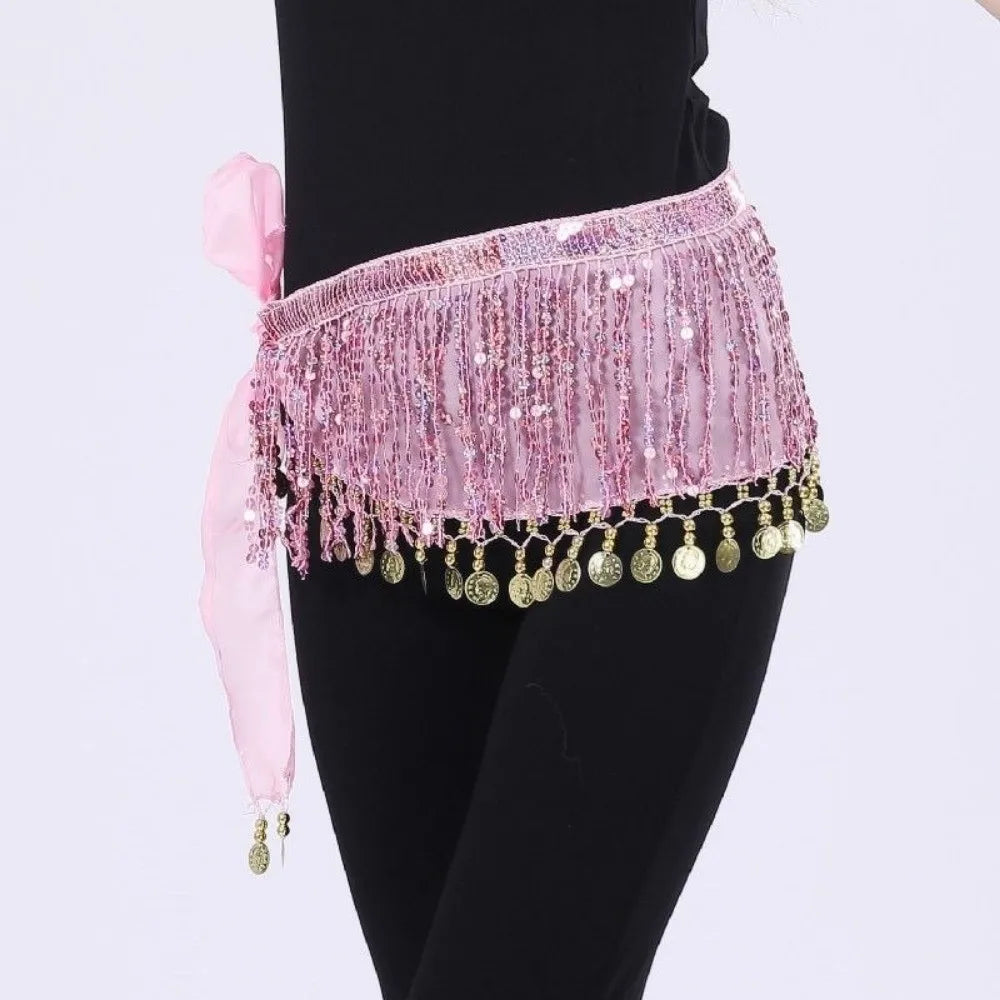 Sequin Belly Dance Hip Scarf – Tassel Fringe Waist Belt Skirt Dance Hip Scarf Nixie