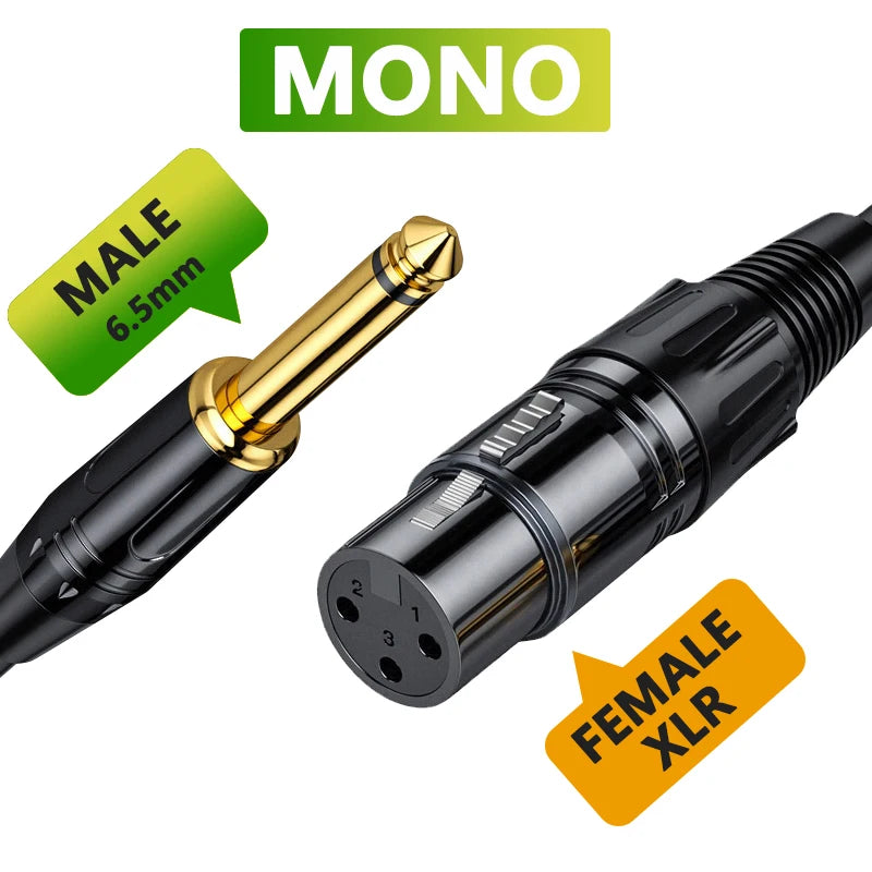 6.35mm 1/4" TS to XLR Instrument Cable | Guitar Patch Cord Instrument Audio Cable Nixie