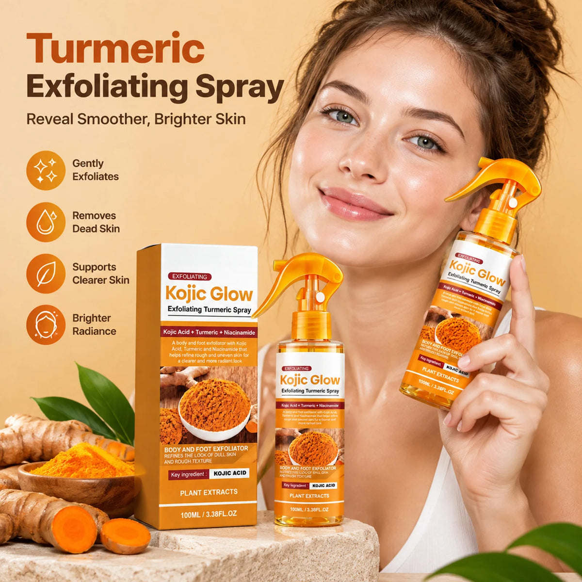 VIARELINE Turmeric Kojic Acid Exfoliating Spray 100ml Body Exfoliating Spray Nixie