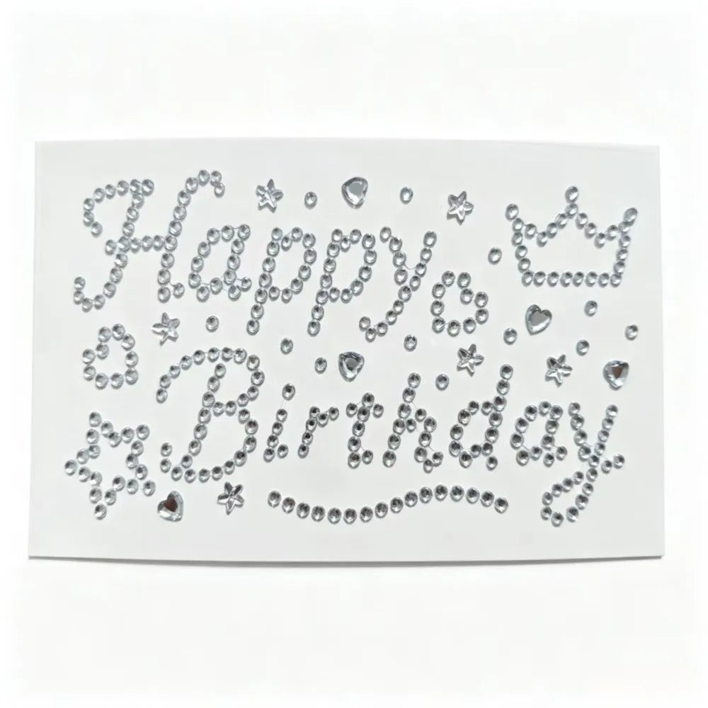 3D Birthday Rhinestone Stickers – Hearts, Stars & Silver Letters Decorative Craft Stickers Nixie