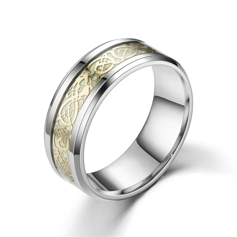 Stainless Steel Dragon Luminous Ring – Glow in the Dark Luminous Fashion Ring Nixie Red 6