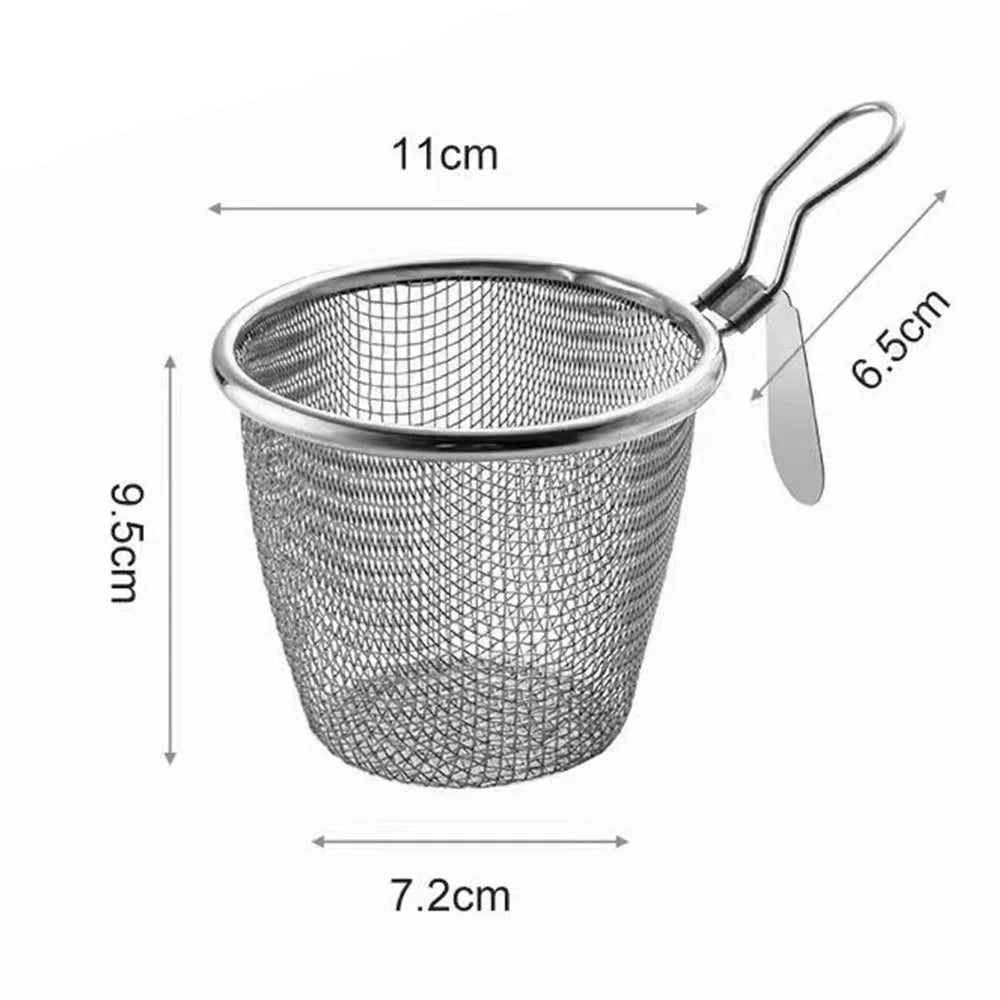 304 Stainless Steel Fine Mesh Fry Basket with Handle | 2 Sizes Fry Basket Nixie