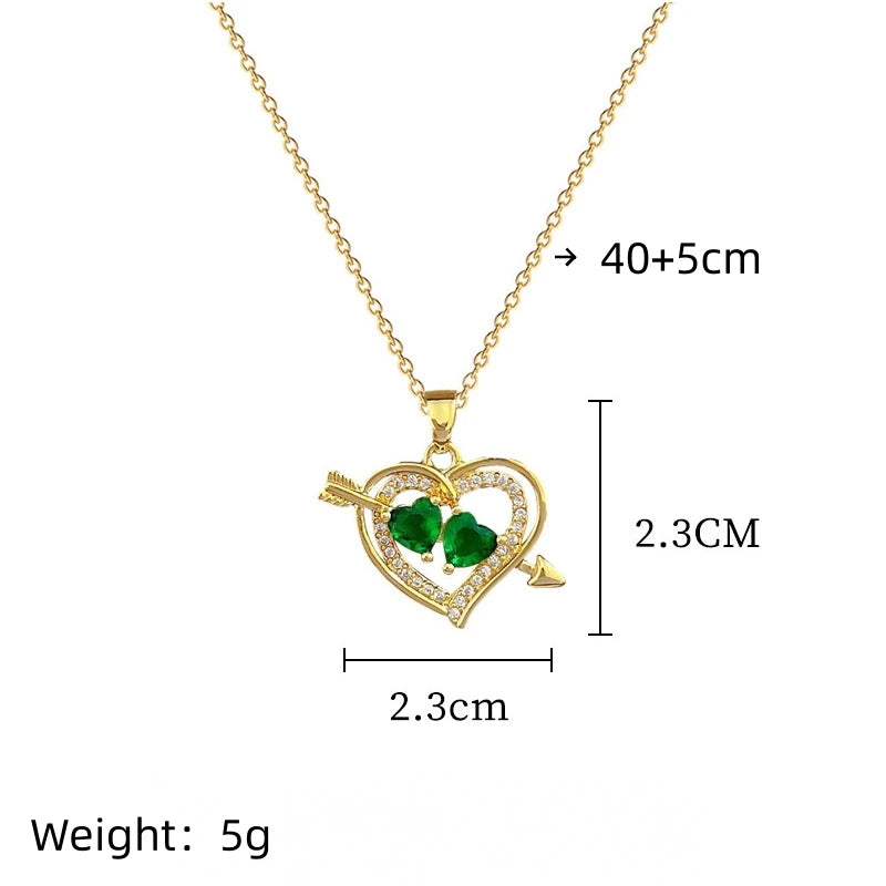 Arrow Heart Zircon Pendant Necklace – Gold Plated for Women Pendant Necklace Nixie