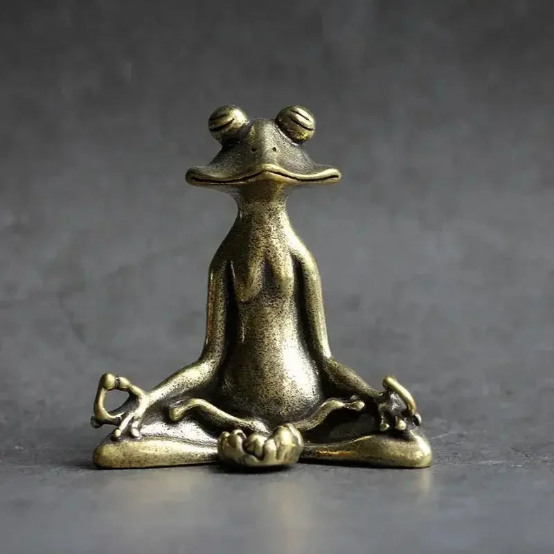 Brass Frog Zen Buddhist Statue Incense Burner & Tea Pet Décor Decorative Figurine Nixie