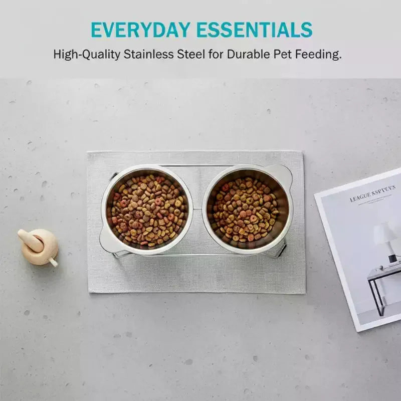 Stainless Steel Pet Bowl for Cats & Dogs | Elevated Neck Support Pet Feeding Bowl Nixie