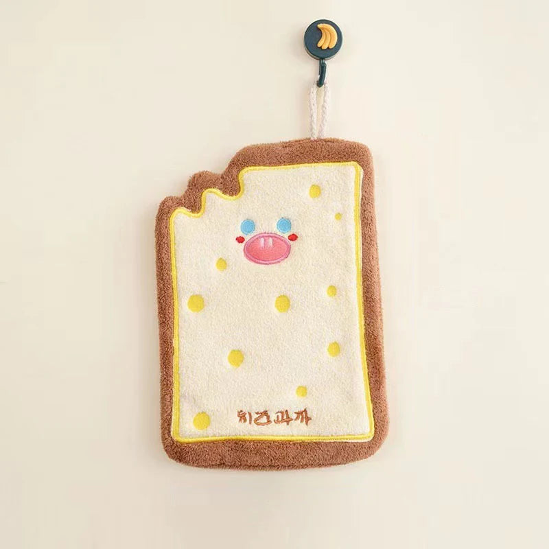 Cute Cartoon Kids Hand Towel Quick-Dry Coral Fleece Hanging Kids Hand Towel Nixie C